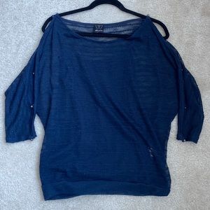 Ella Moss Size Small Navy Knit Dolman Sleeve Top
